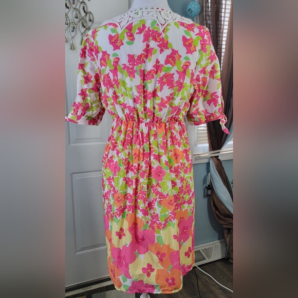 Lilly Pulitzer Falling For You Mini Dress Women's 4 Pink & Orange 100% Cotton - Picture 3 of 15